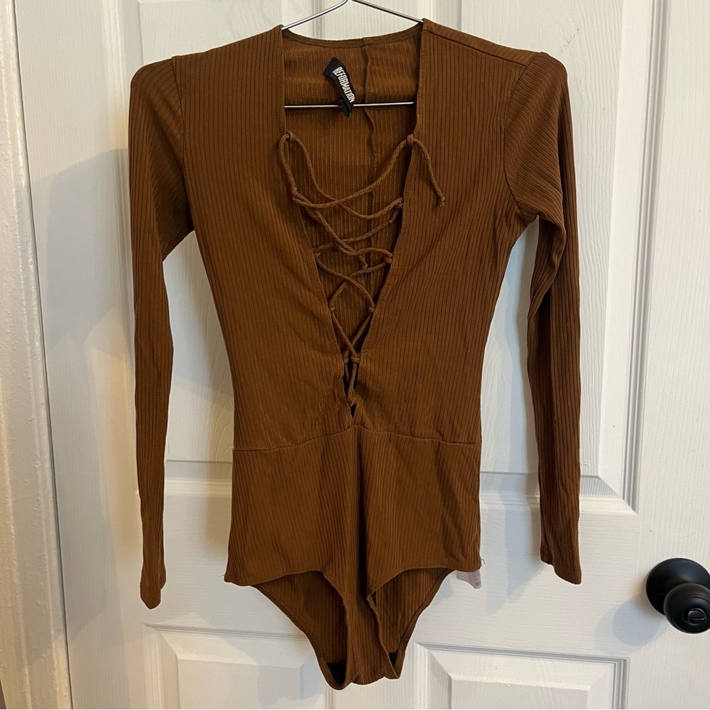 Reformation Bodysuit with Lace-Up Detail